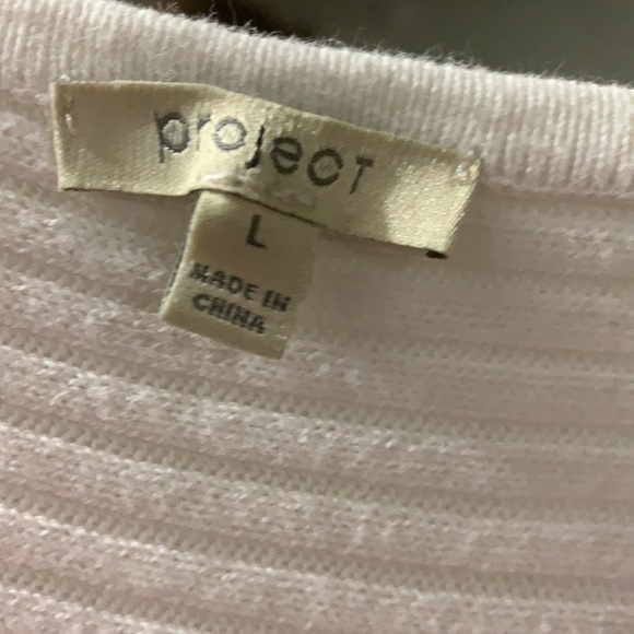 White Ribbed Hi/Low Light Sweater L - Picture 2 of 2